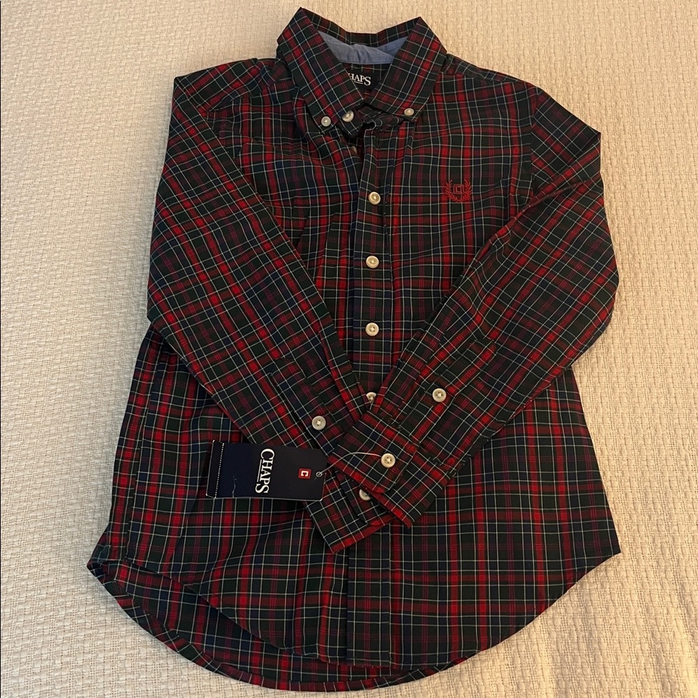 BNWT Boys Chaps Tartan Long Sleeve Shirt Size 8